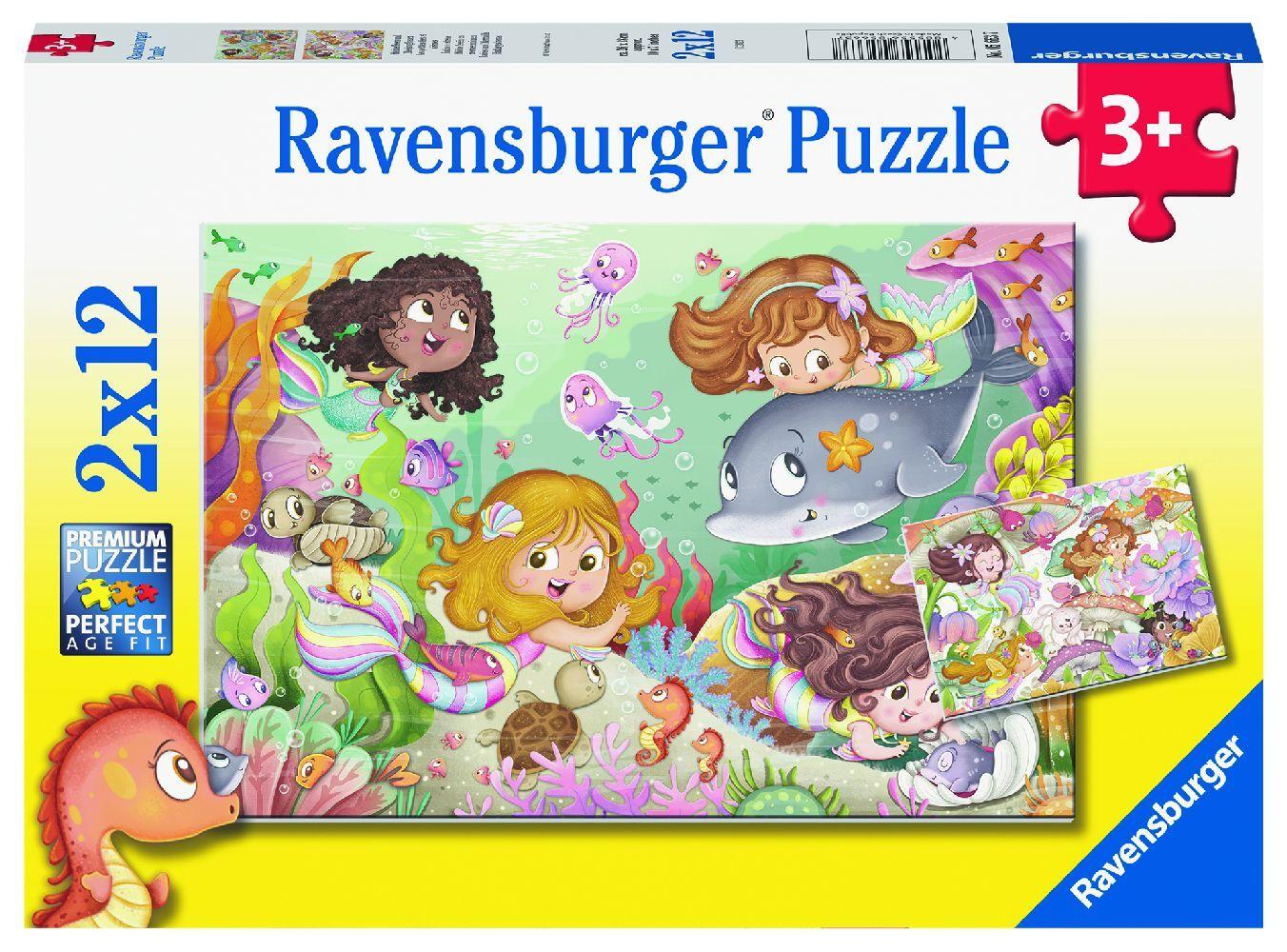 Ravensburger Kinderpuzzle - 05663 Kleine Feen und Meerjungfrauen - 2x12 Teile Puzzle für Kinder ab 3 Jahren