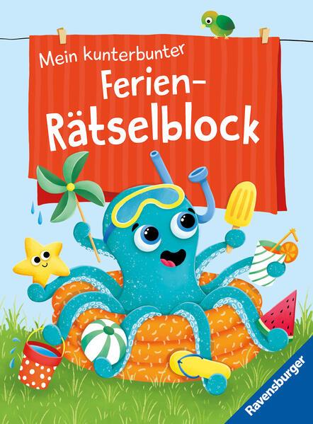 Ravensburger Mein kunterbunter Ferien-Rätselblock - Rätselspaß im Urlaub, auf Reisen oder Zuhause - Ferien Unterhaltung für Kinder von 7 bis 9 Jahren