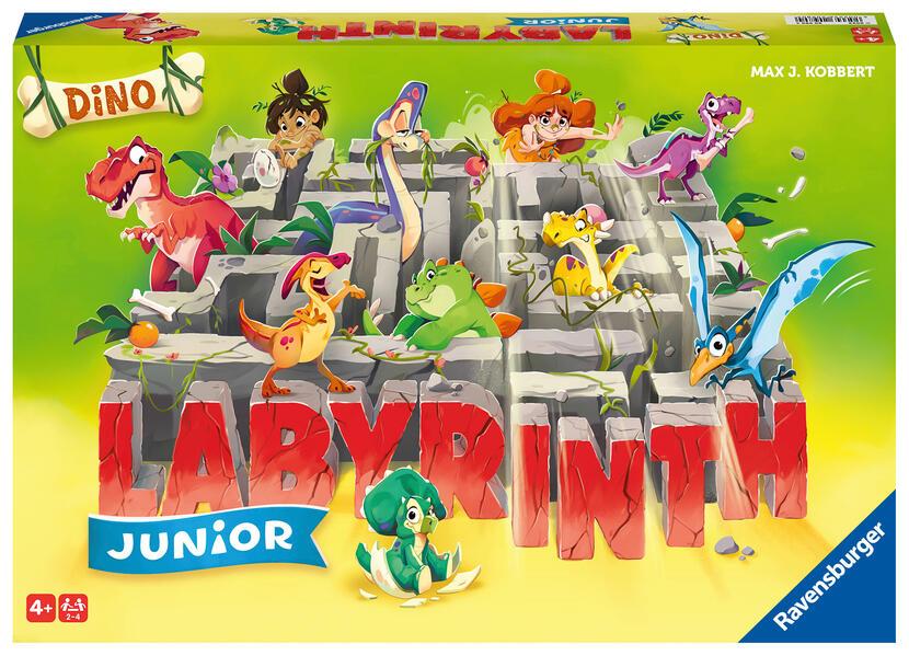 Ravensburger® 20980 - Dino Junior Labyrinth - Familienklassiker für die Kleinen, Spiel für Kinder ab 4 Jahren - Gesellschaftspiel geeignet für 2-4 Spieler, Junior-Ausgabe mit Dinosaurier-Thema