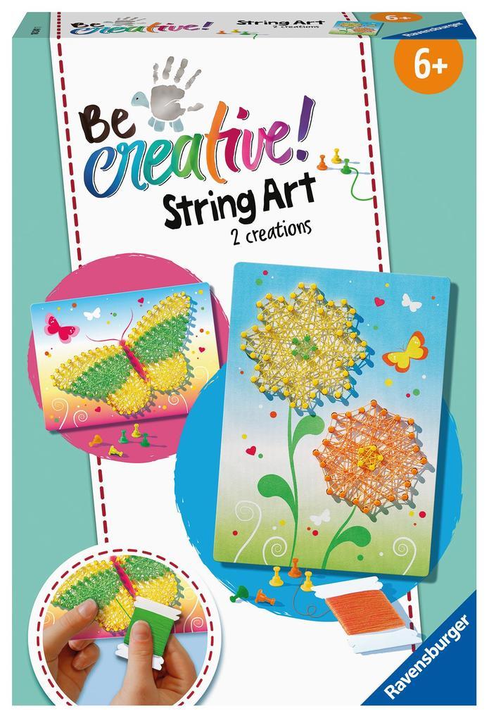 BeCreative String Art Schmetterlinge - Kreative Fadenbilder mit Schmetterling und Blüten, für Kinder ab 6 Jahren