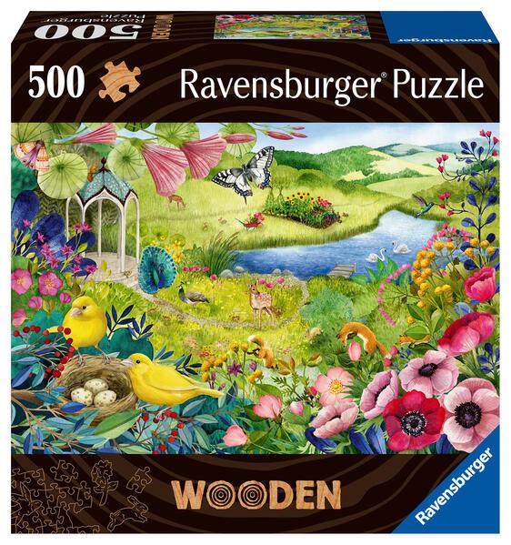 Ravensburger Puzzle 17513 - Wilder Garten - 500 Teile Holzpuzzle mit stabilen, individuellen Puzzleteilen und 40 kleinen Holzfiguren (Whimsies), für Kinder und Erwachsene ab 14 Jahren