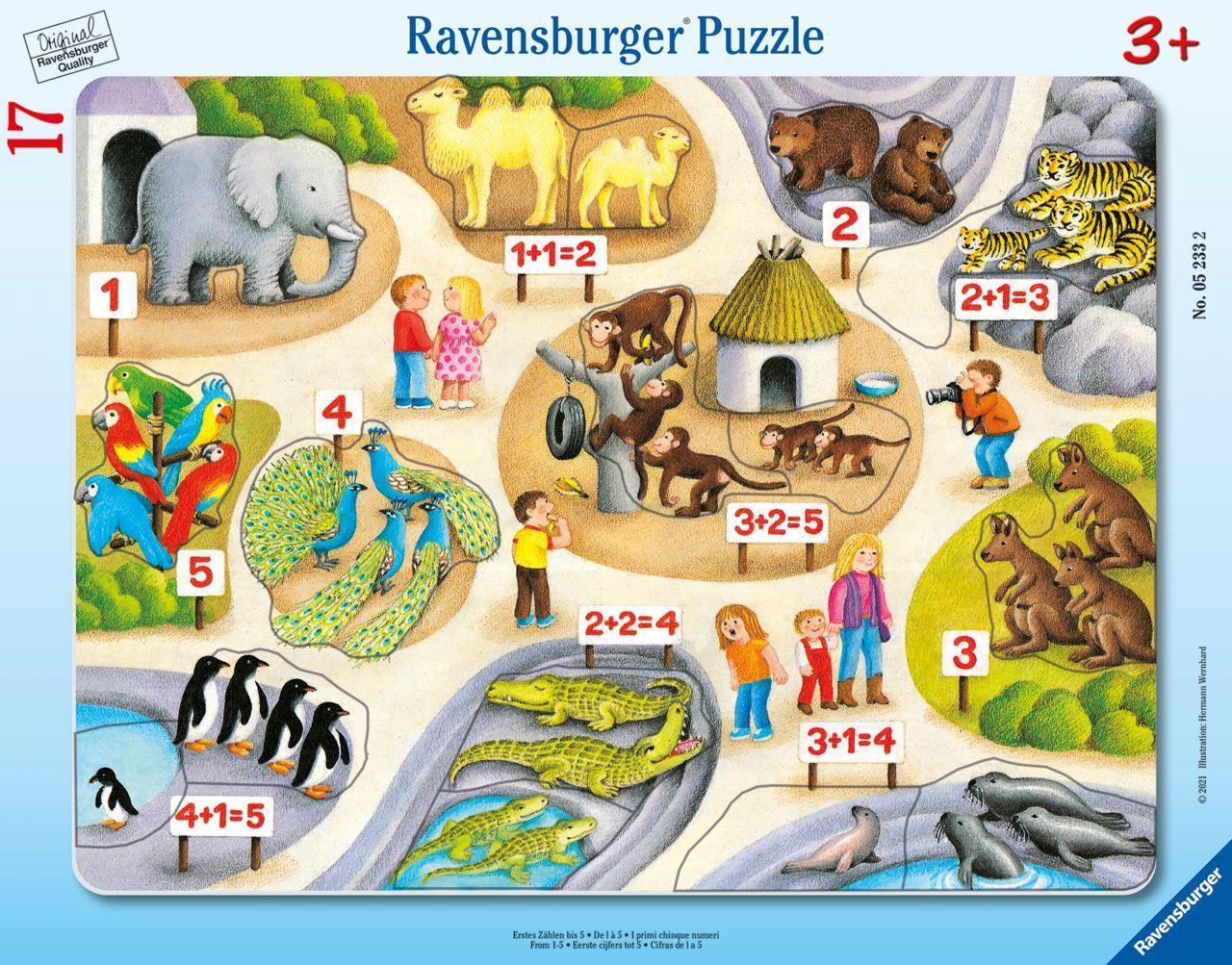 Ravensburger Kinderpuzzle - Erstes Zählen bis 5 - 8-17 Teile Rahmenpuzzle für Kinder ab 3 Jahren