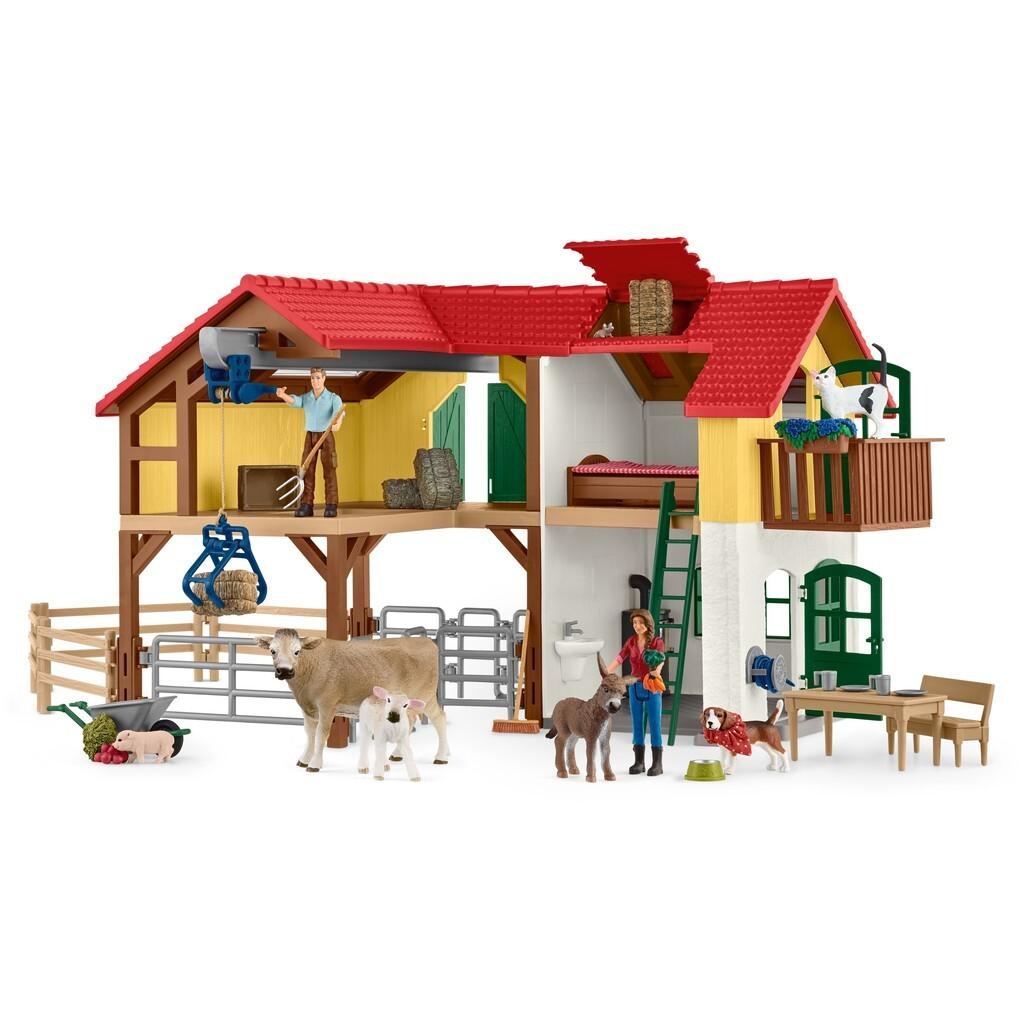 Schleich 42407 - Farm World, Bauernhaus mit Stall und Tieren