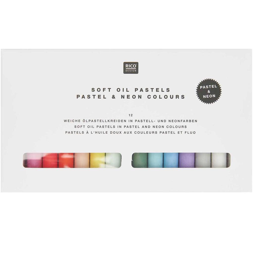 Ölpastellkreide Pastell- & Neonfarben, 12 Farben