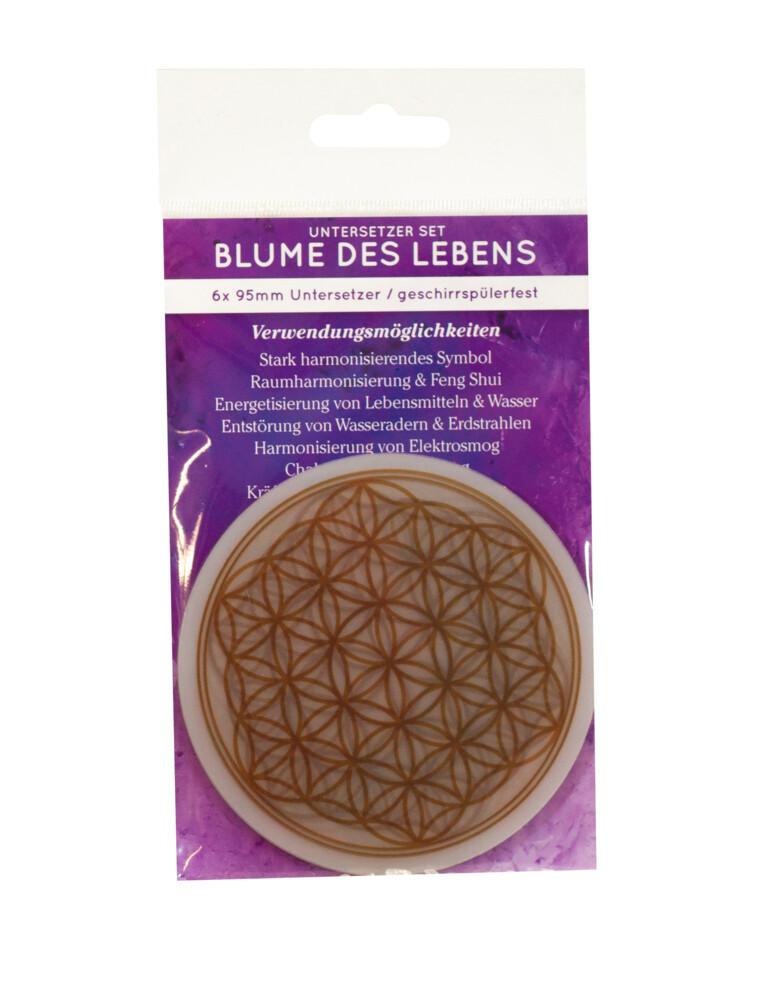 Blume des Lebens Untersetzer 95mm gold, 6 Stück