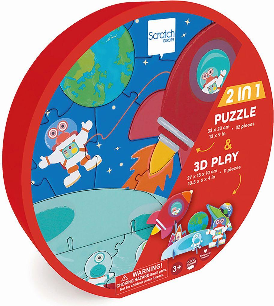 Scratch - 2in1 Spielpuzzle 3D Weltraum 32 Teile