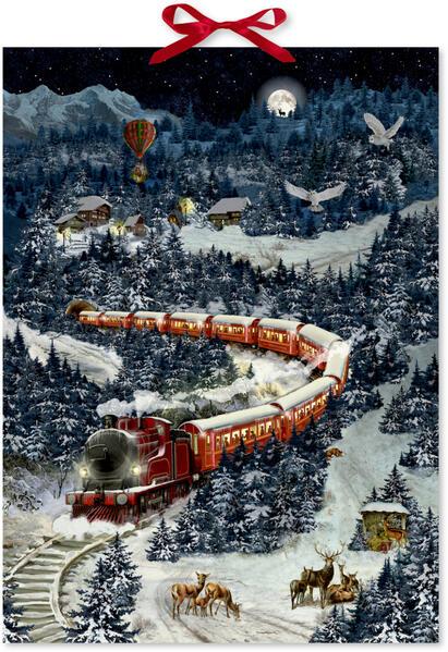 Coppenrath - Edition Barbara Behr - Weihnachtsexpress in Winterlandschaft, Wand-Adventskalender