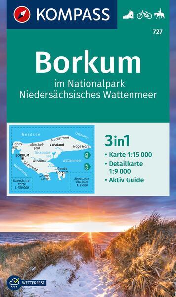 KOMPASS Wanderkarte 727 Borkum im Nationalpark Niedersächsisches Wattenmeer 1:15.000