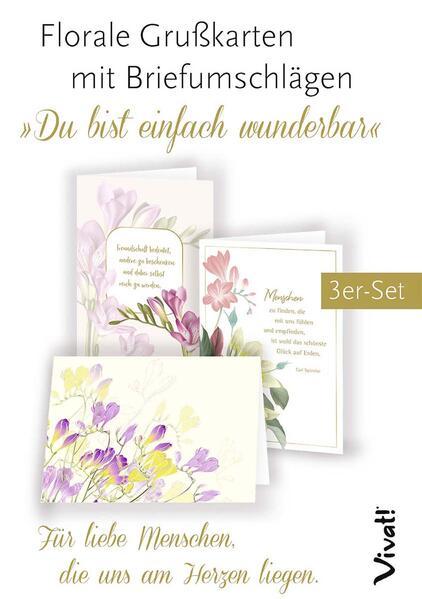 3er-Set Grußkarten »Du bist einfach wunderbar«