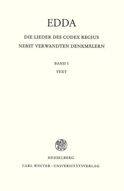 Edda. Die Lieder des Codex regius nebst verwandten Denkmälern 01. Text