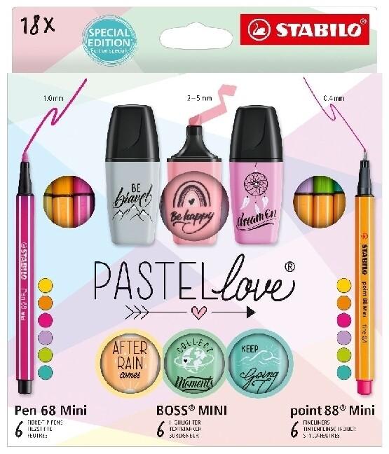 Stabilo Pastellove 6x Pen 68 Mini + 6x BOSS Mini + 6x point 88 Mini, 18er Set