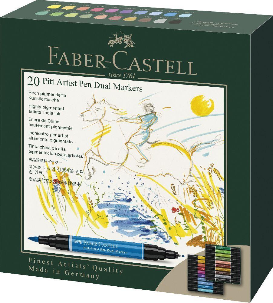 Faber-Castell Dual Marker Pitt Artist Pen Tuschestift, 20er Set