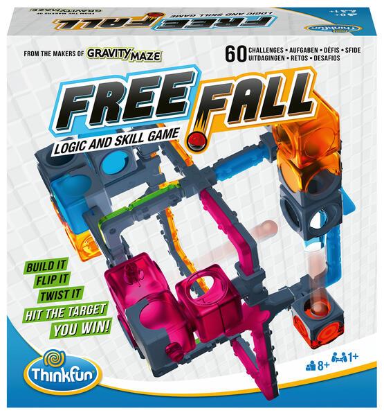 ThinkFun - 76548 - Free Fall - Schwerkraft auf einem neuen Level! Logikspiel für Mädchen und Jungen ab 8 Jahren. Von den Machern von Gravity Maze.