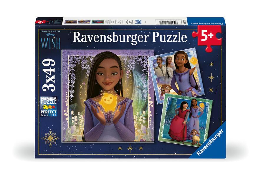 Ravensburger Kinderpuzzle 05702 - Disney Wish - 3x49 Teile Disney Wish Puzzle für Kinder ab 5 Jahren