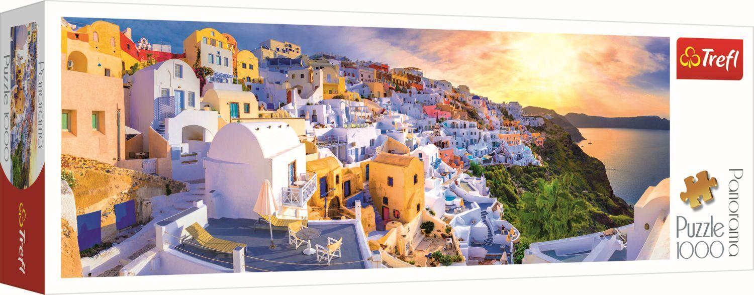 Puzzle 1000 Panorama Sonnenuntergang in Santorini, Griechenland