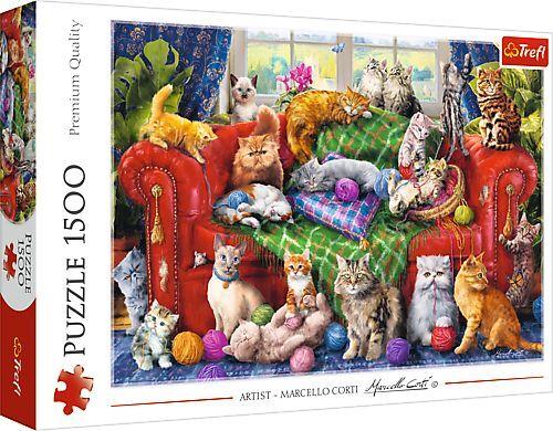 Puzzle 1500 - Katzen auf dem Sofa