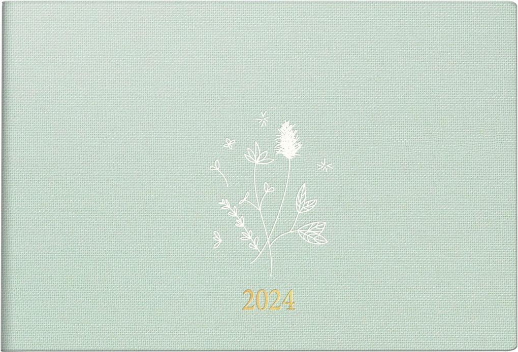 rido/idé 7017515024 Wochenkalender Taschenkalender 2024 "Wild Flowers" Modell Septimus 2 Seiten = 1 Woche quer Blattgröße 15,2 x 10,2 cm Leinen-Einband Trend türkis