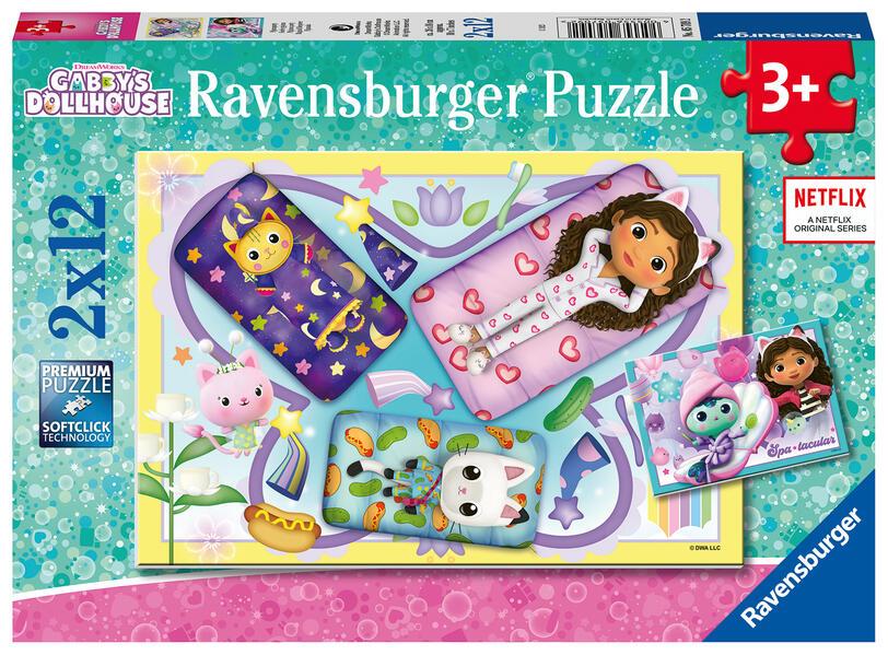 Ravensburger Kinderpuzzle 05709 - Pyjamaparty - 2x12 Teile Gabby's Dollhouse Puzzle für Kinder ab 3 Jahren