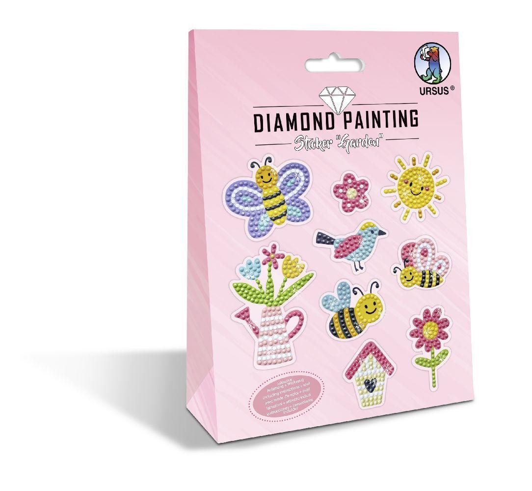 URSUS Kinder-Bastelsets Diamond Painting Sticker Garden, 2er Bogen