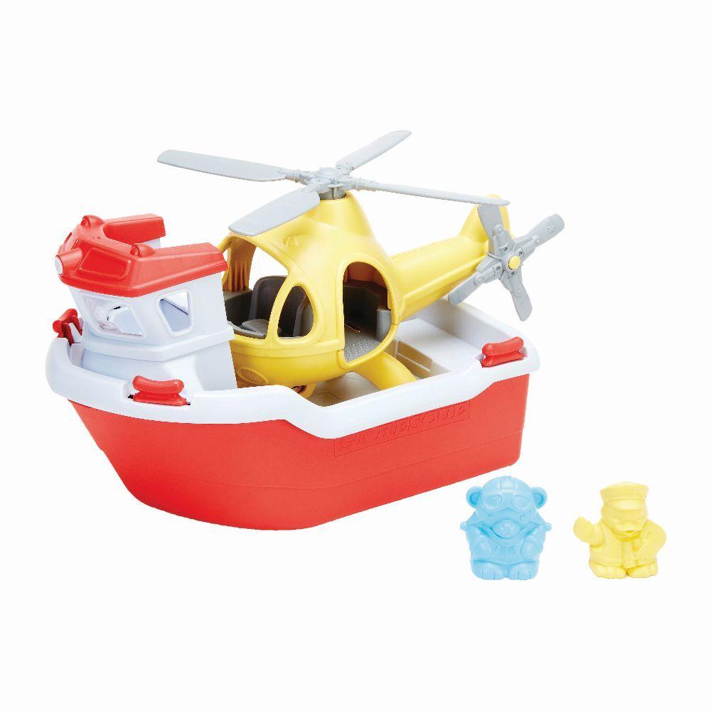 Green Toys - Rettungsboot & Hubschrauber 4 Teile