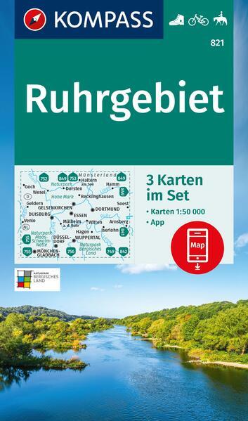 KOMPASS Wanderkarten-Set 821 Ruhrgebiet (3 Karten) 1:50.000