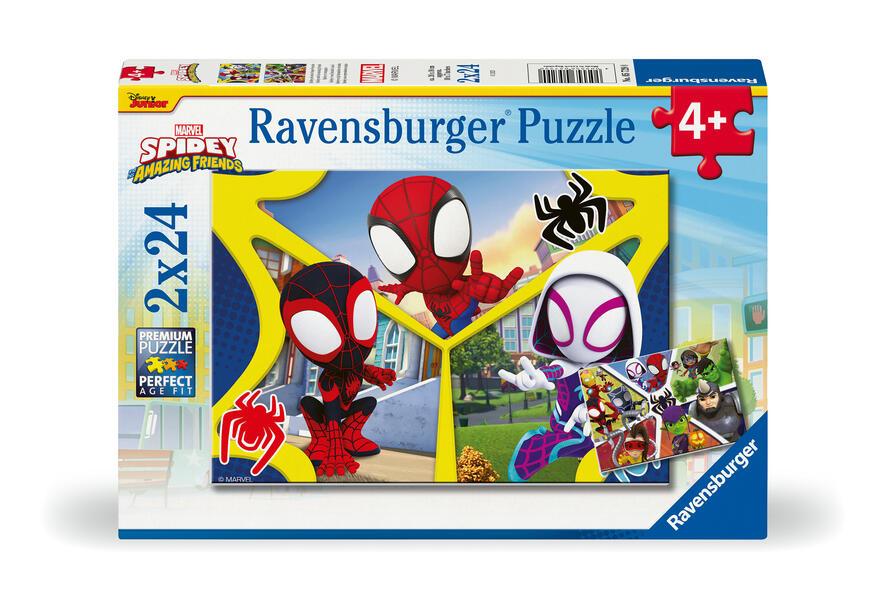 Ravensburger Kinderpuzzle 05729 - Spidey und seine Super-Freunde - 2x24 Teile Spidey Puzzle für Kinder ab 4 Jahren