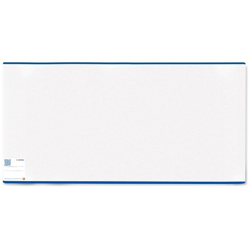 Herma HERMÄX 7260 - Buchumschlag Classic, Größe 260 x 540 mm, Kunststoff transparent, blauer Rand, 1 Buchschoner für Schulbücher