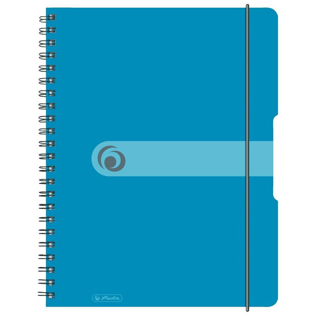 Herlitz Spiralblock A4 to go 80 Blatt kariert transparent blau