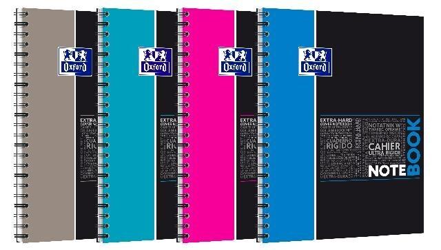 OXFORD Studium A4+ Hardcover doppelspiralgebundenes Notebook, 5 mm kariert, 80 Blatt SCRIBZEE® kompatibel, 1x Stück sortiert