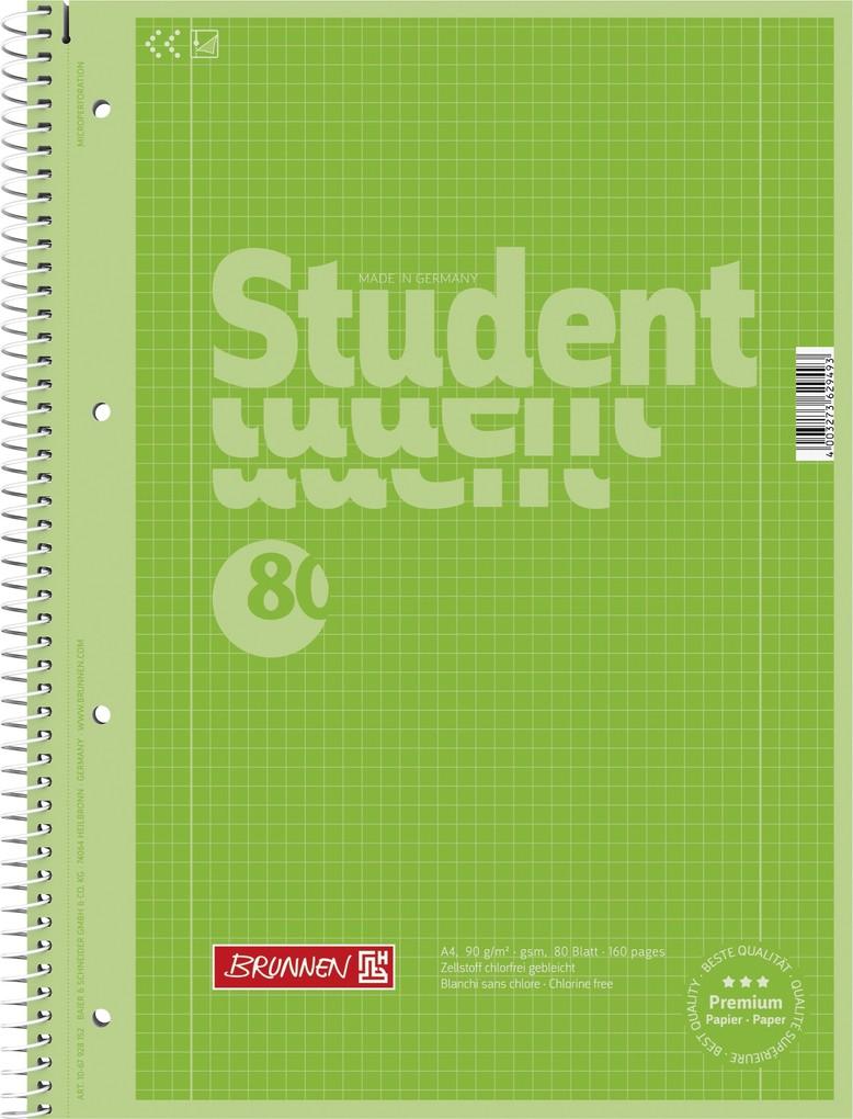 Brunnen Collegeblock Premium Student A4 kariert Lineatur 28 kiwi