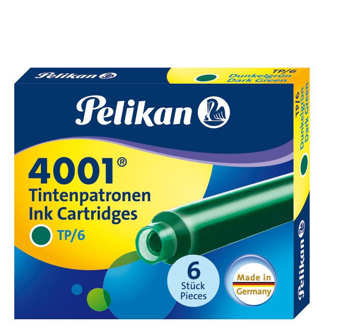 Pelikan Tintenpatronen 4001®, 6er Set Standard Tintenpatronen, Dunkelgrün