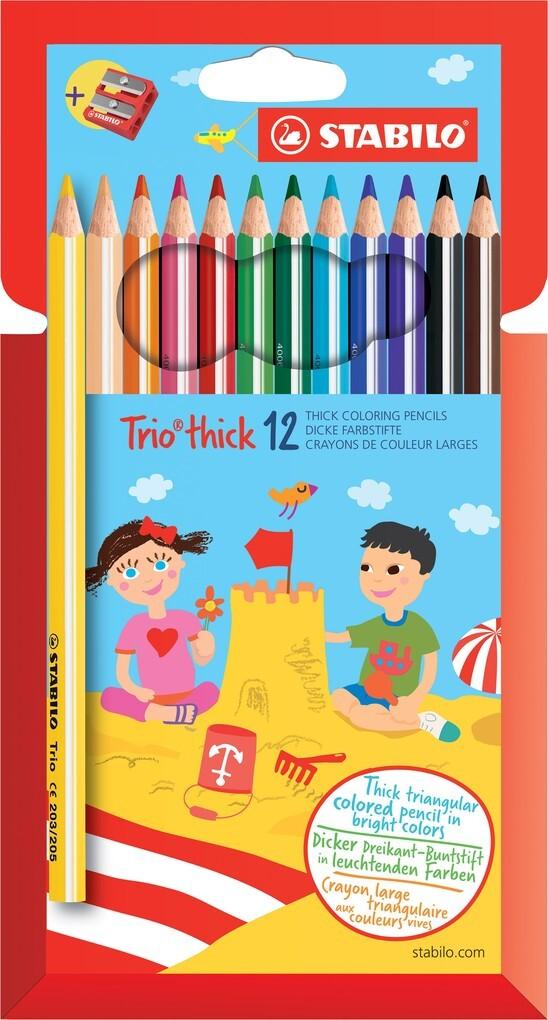 STABILO Buntstifte Trio dick, 12er Set + Spitzer