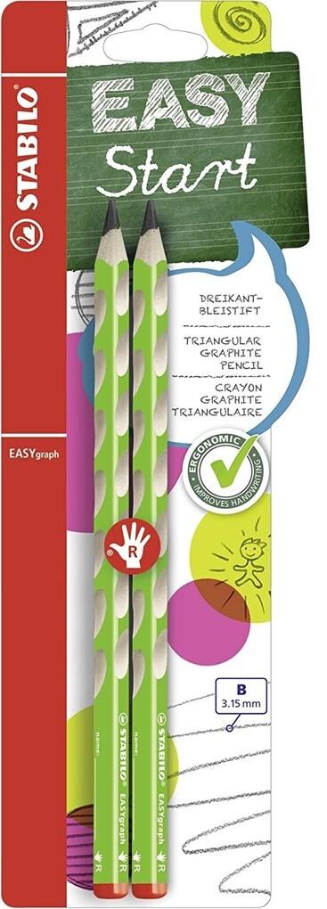 STABILO Dreikant-Bleistifte EASYgraph grün B 2er Set Rechtshänder