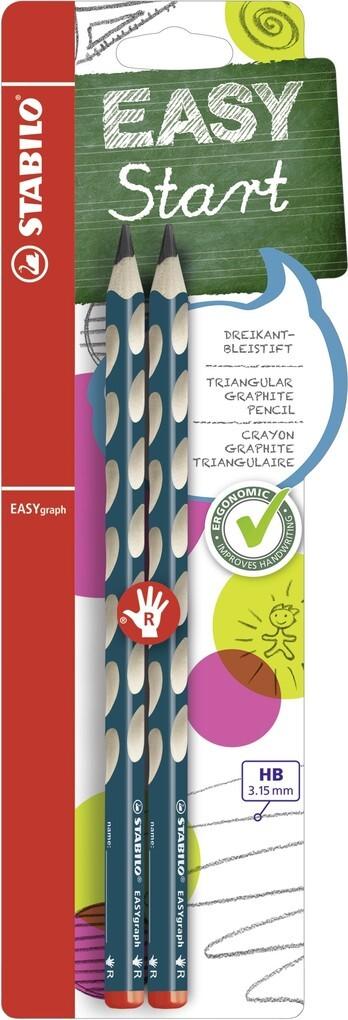 STABILO Bleistifte EASYgraph, 2er Set HB Rechtshänder