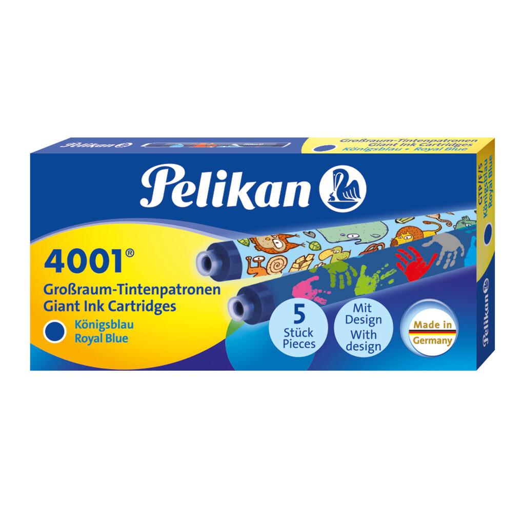 Pelikan Tintenpatronen 4001® 5er Set bunt bedruckten Großraum-Tintenpatronen, Königsblau