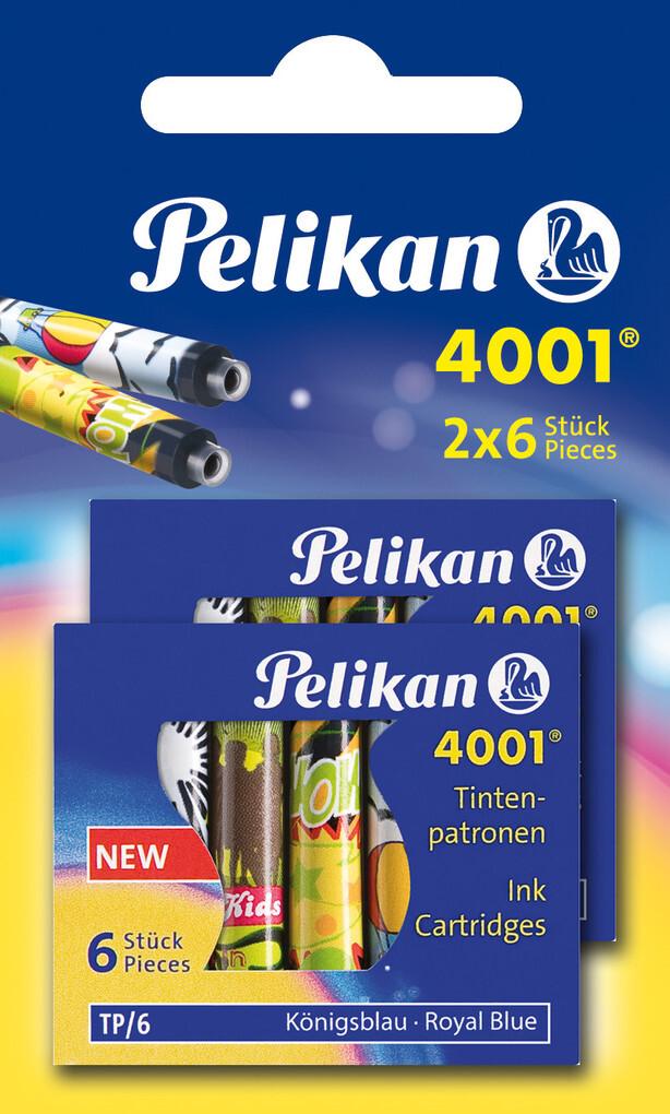 Pelikan Tintenpatronen 4001® 2 x 6er Set Patronen mit bunt bedruckten Standard-Tintenpatronen Königsblau