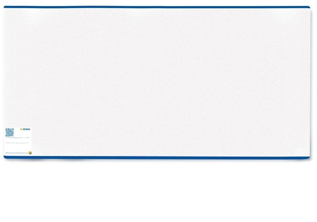 Herma HERMÄX 7267 - Buchumschlag Classic, Größe 267 x 540 mm, Kunststoff transparent, blauer Rand, 1 Buchschoner für Schulbücher