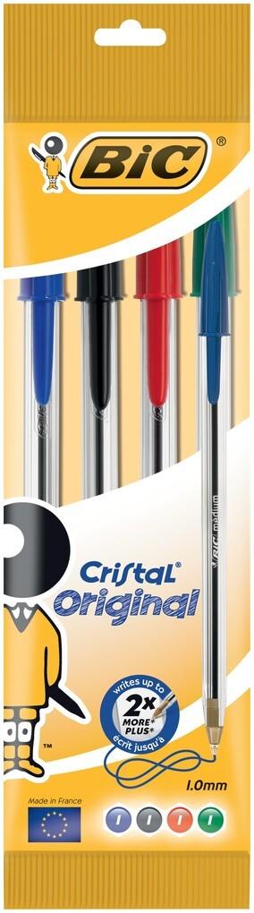 BIC Kugelschreiber Cristal Original 0.4mm farbig, 4er Set