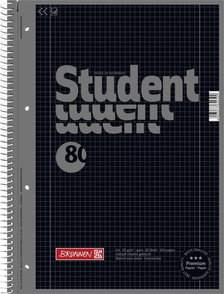 Brunnen Collegeblock Premium Student A4 kariert Lineatur 28 onyx