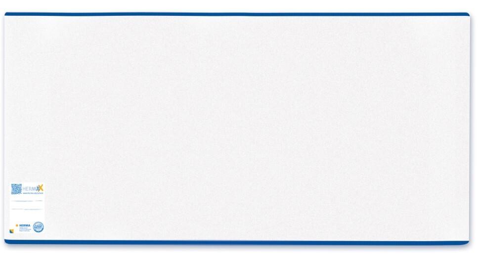 Herma HERMÄX 7265 - Buchumschlag Classic, Größe 265 x 540 mm, Kunststoff transparent, blauer Rand, 1 Buchschoner für Schulbücher