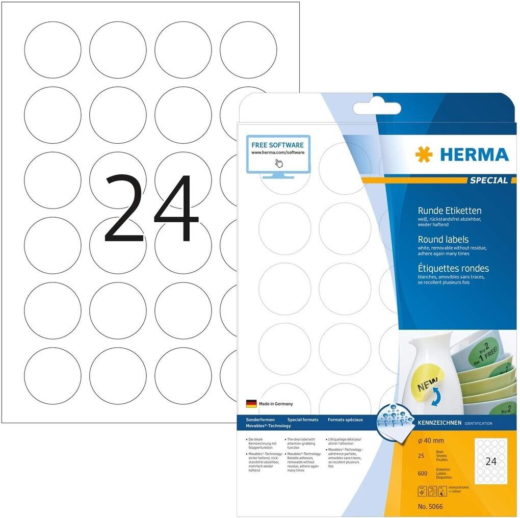 Herma Etiketten A4 40mm rund 25 Blatt 600 Stück