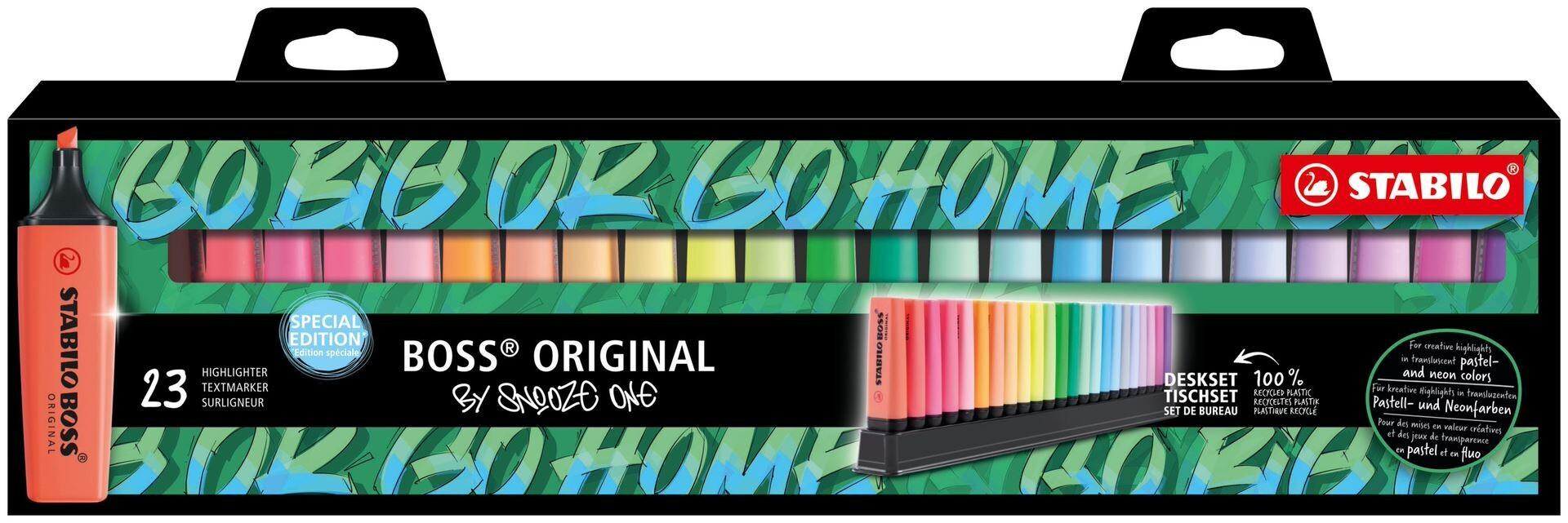 STABILO Textmarker BOSS ORIGINAL Snooze One Edition 9 Leuchtfarben, 14 Pastellfarben, 23er Tischset