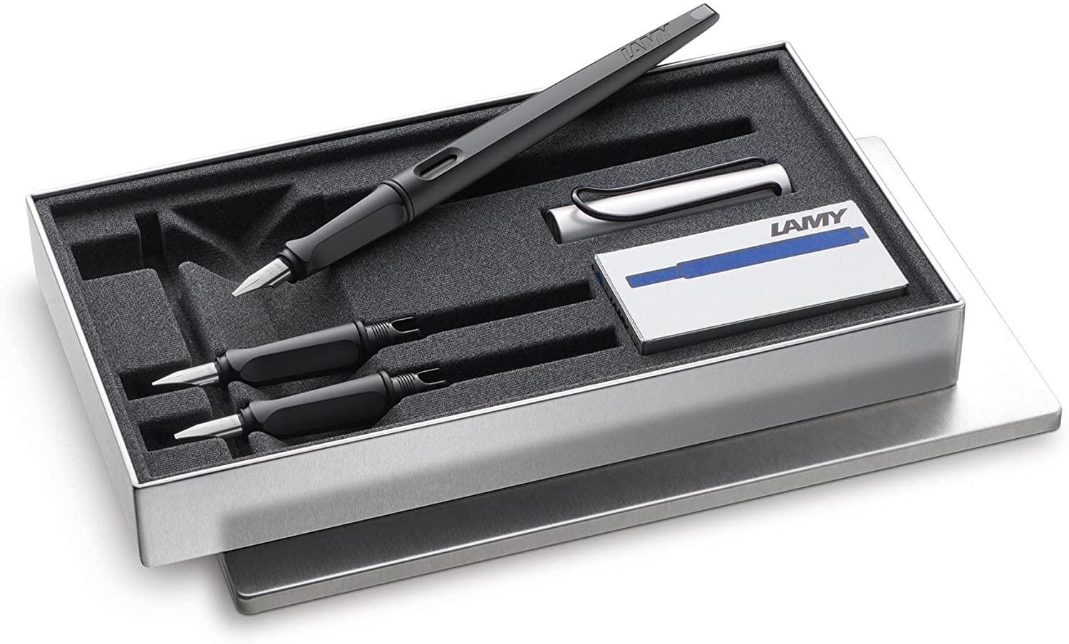 LAMY Füller Set joy Al-black 011 Schönschreibfüller mit 3 Federspitzen