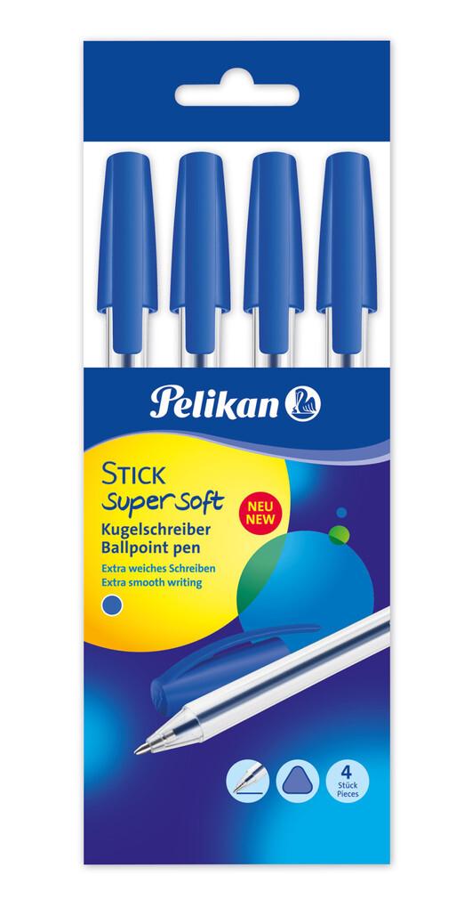 Pelikan Kugelschreiber Stick super soft, blau, 4er Set