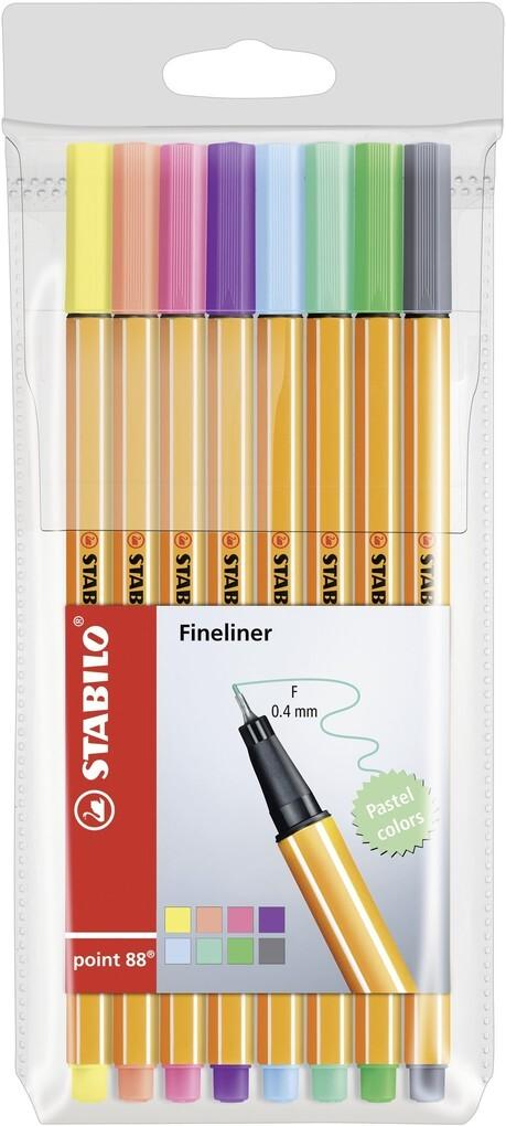 STABILO Fineliner point 88 Pastell, 8er Set