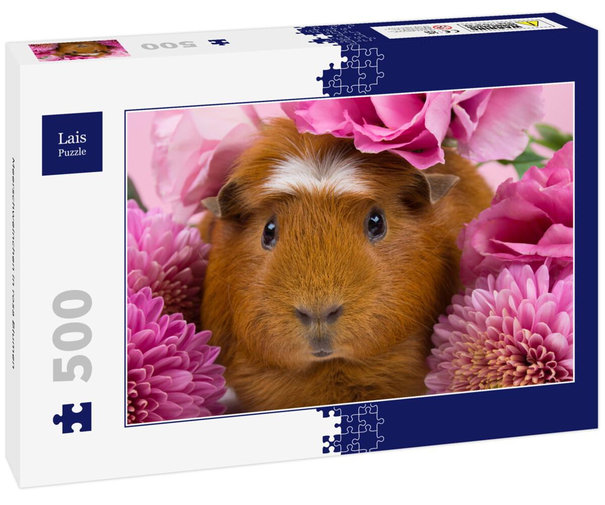 Lais Puzzle - Meerschweinchen in rosa Blumen - 500 Teile