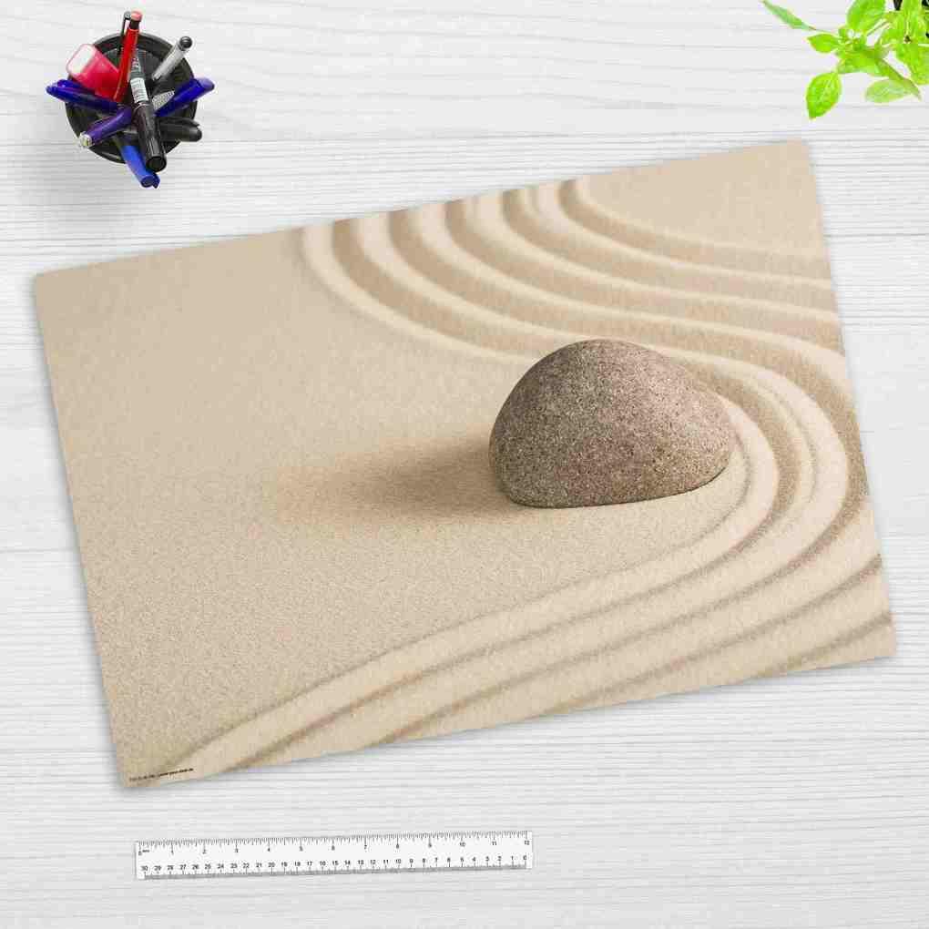 Cover-your-desk Schreibtischunterlage für Kinder und Erwachsene Zen Garten mit Stein im Sand, aus hochwertigem Vinyl , 60 x 40 cm