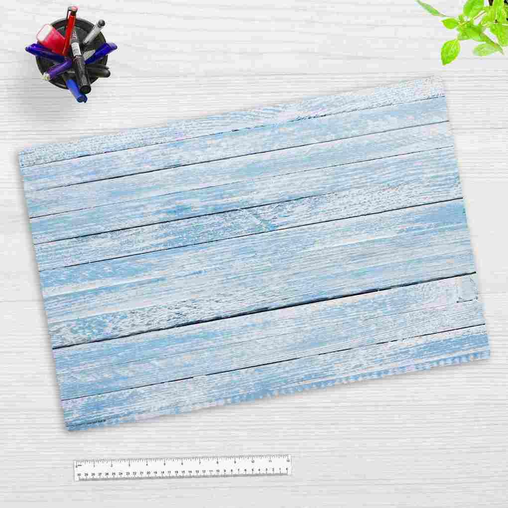 Cover-your-desk Schreibtischunterlage für Kinder und Erwachsene Blaue Holzbretter im Vintage-Look, aus hochwertigem Vinyl , 60 x 40 cm