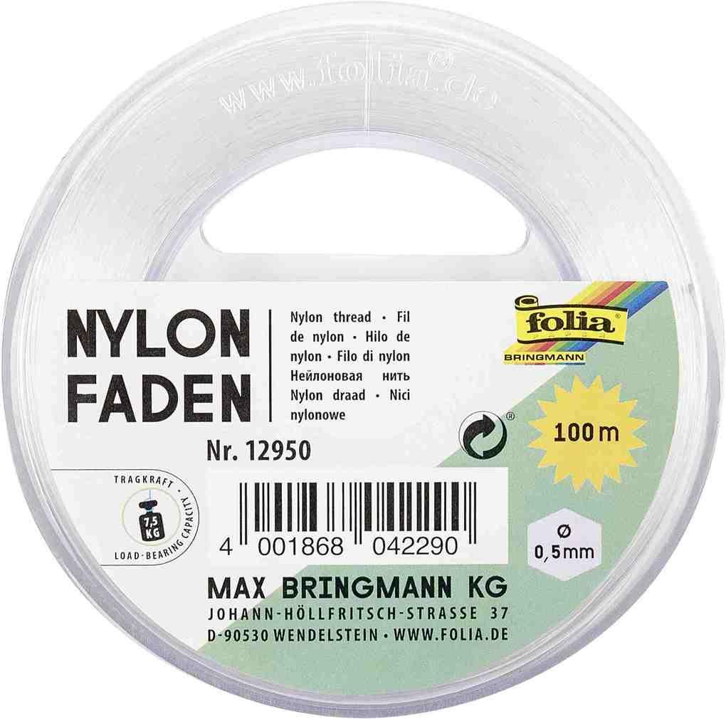 Folia Nylonfaden auf Spule, 0,5mmx100m, transparent