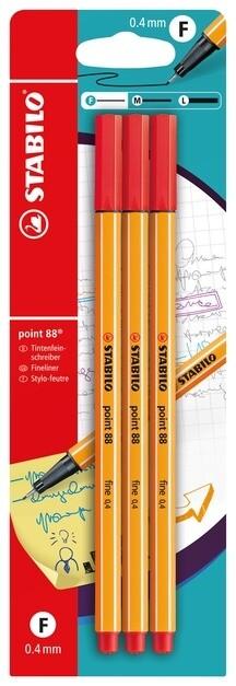 STABILO Fineliner Fineliner point 88 rot 3er Set